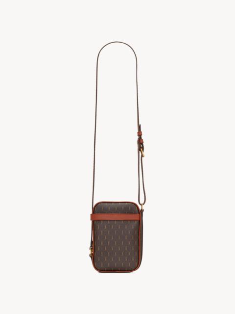 SAINT LAURENT LE MONOGRAMME CROSSBODY POUCH IN CASSANDRE CANVAS AND SMOOTH LEATHER