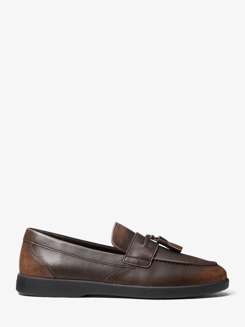 MICHAEL KORS Wesley Tassel Burnished Leather Loafer