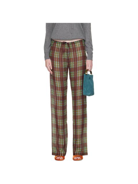 Dries Van Noten Burgundy Elasticized Lurex Trousers