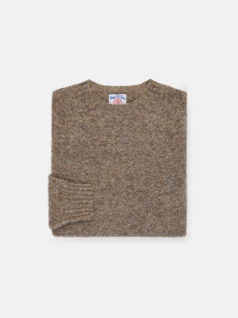 J. PRESS MADE-IN-SCOTLAND GREY & BROWN MIX SHAGGY DOG SWEATER - TRIM FIT