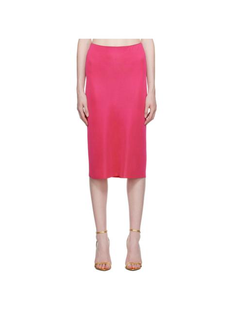 Pink Zip Midi Skirt