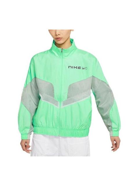 Nike (WMNS) Nike Sportswear Sports Running Splicing Stand Collar Woven Jacket Green CZ8849-342