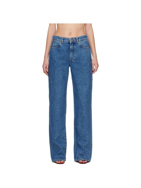 Balmain Blue Straight-Leg Jeans