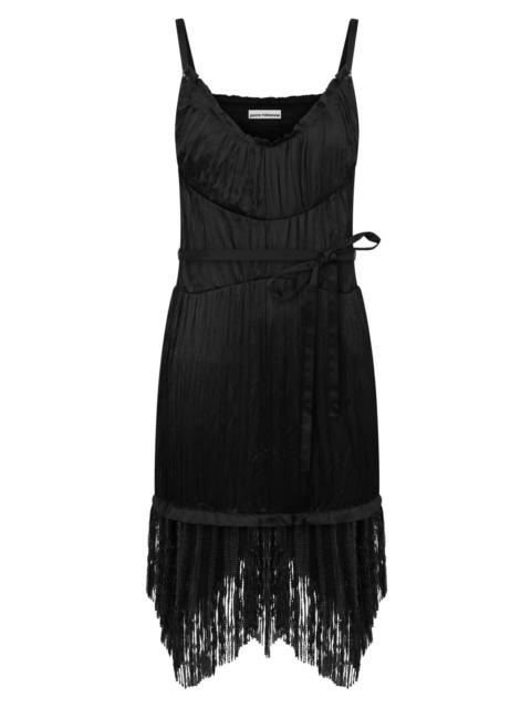 rabanne Satin & mesh fringed mini dress