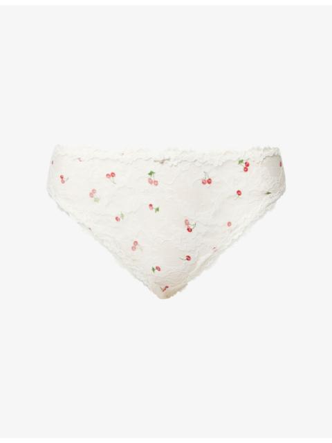 SKIMS Sheer Floral Stretch-Lace Briefs