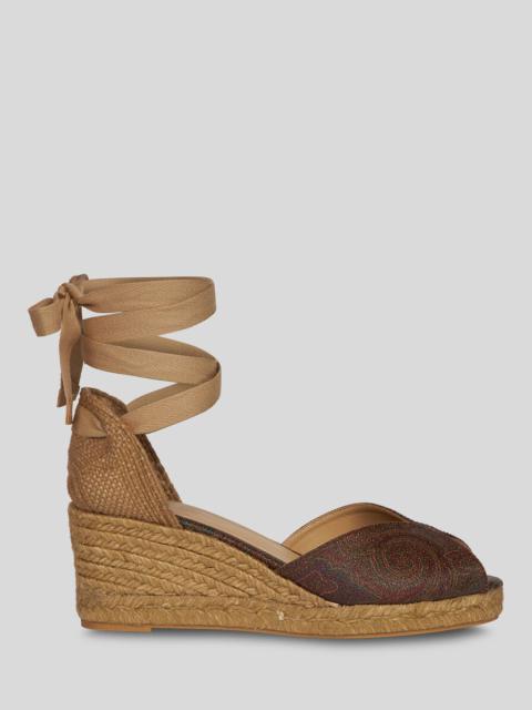 Etro PAISLEY WEDGE ESPADRILLES WITH PEEP TOE