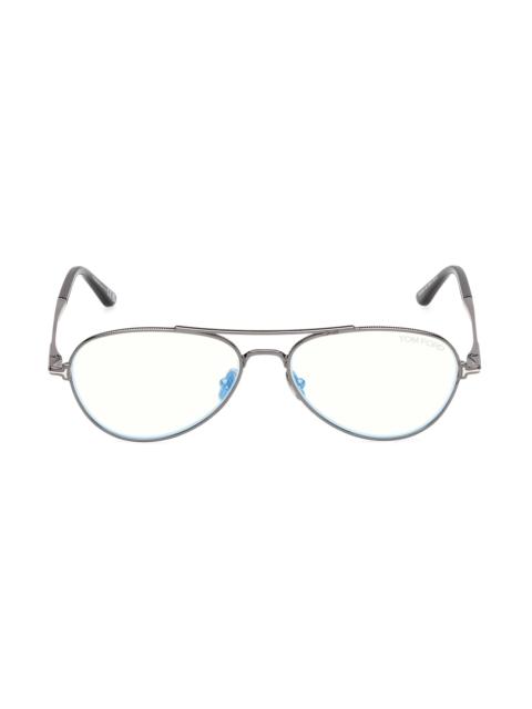 TOM FORD Women's 56MM Blue Block Aviator Glasses - Grey
