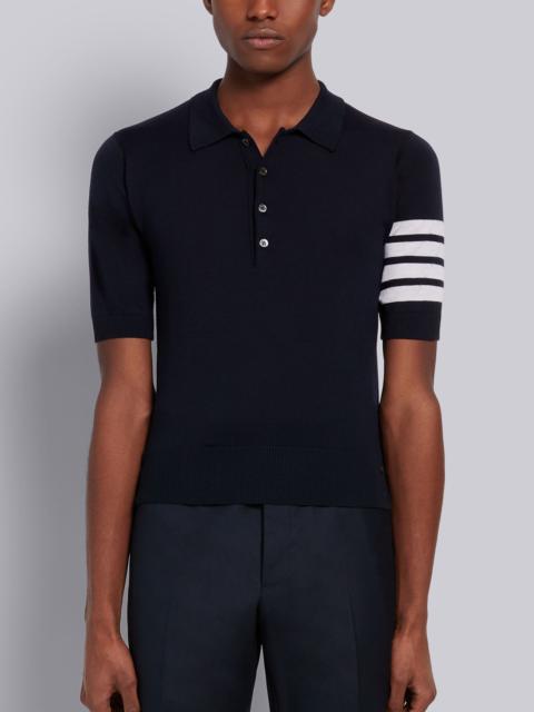 Thom Browne Navy Fine Merino Wool Short Sleeve 4-Bar Polo