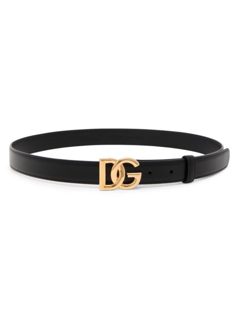 Dolce & Gabbana Women's DG Logo Leather Belt - Black