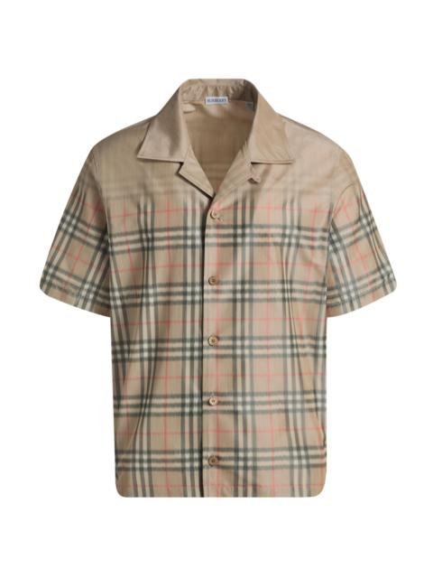 Burberry Men's Hugh Faded Check Camp Shirt - Sand Ip Check