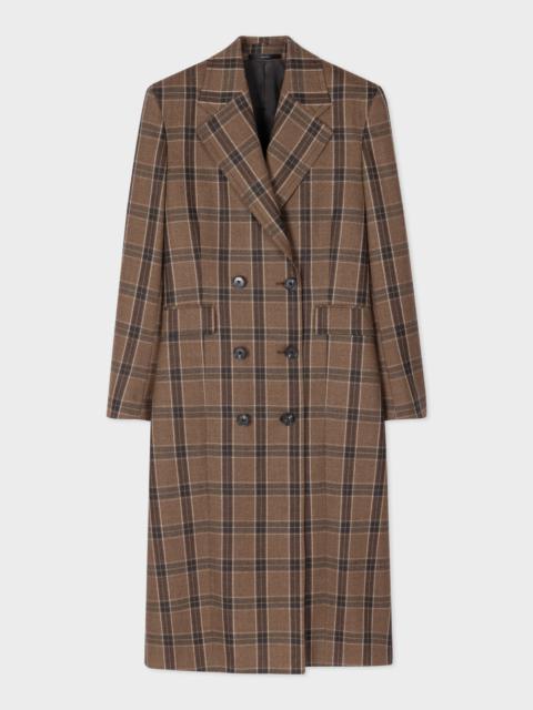 Paul Smith Brown Buffalo Check Double-Breasted Coat