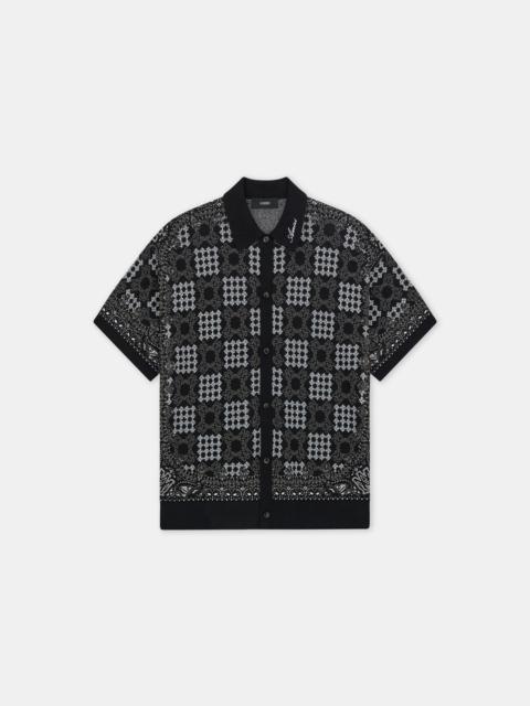 AMIRI MA QUAD CHECK MESH KNIT SHIRT