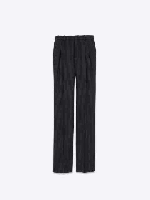 SAINT LAURENT high-waisted pants in striped wool flannel