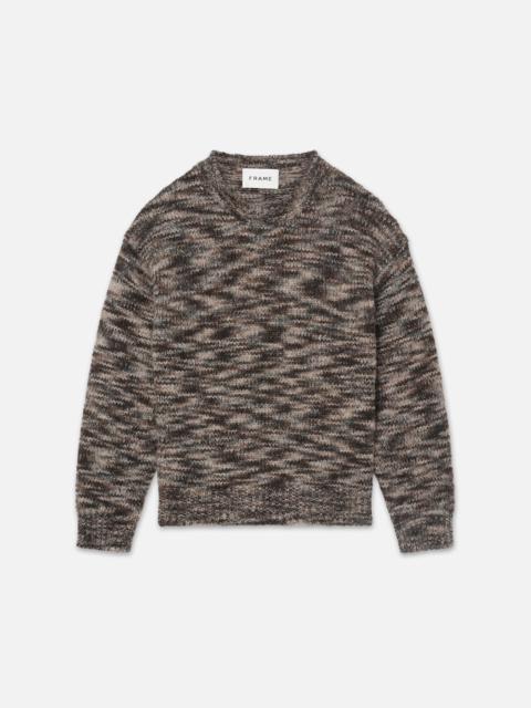Tweed Textured Crewneck Sweater in Marron Multi
