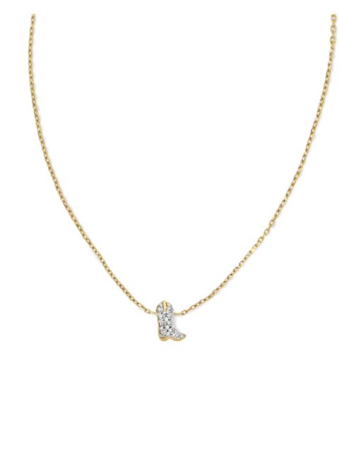 KENDRA SCOTT Tiny Cowboy Boot 14k Yellow Gold Pendant Necklace in White Diamond