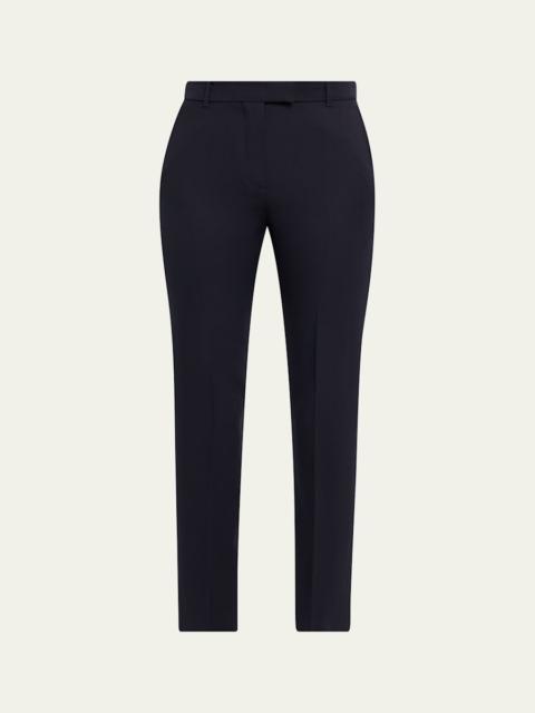 Alexander McQueen Mid-Rise Wool Slim-Leg Ankle Trousers