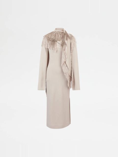 Tod's WOOL BLEND DRESS - OFF WHITE