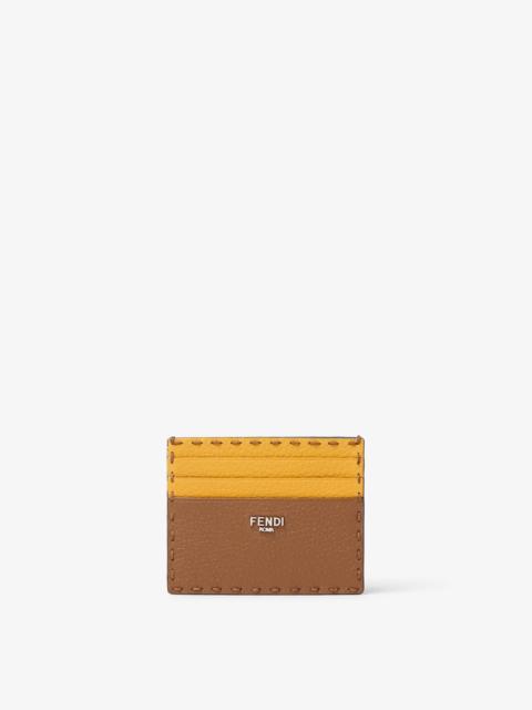 Card Holder Selleria Tan-color and sunflower yellow Selleria card case with 100 hand-sewn stitches