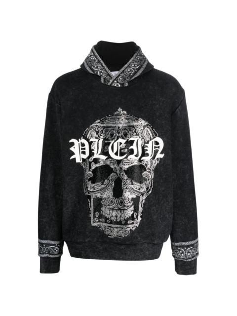 logo-print skull hoodie