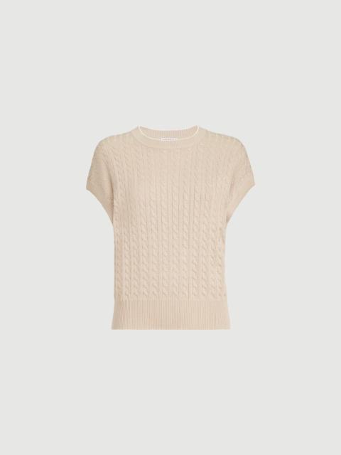 Brunello Cucinelli Sparkling cotton cable knit sweater