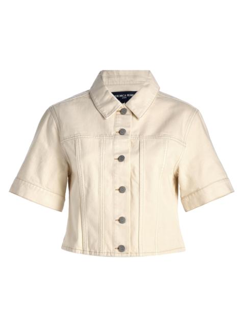 VERONICA BEARD Women's Malcom Slub Denim Short-Sleeve Jacket - Ecru