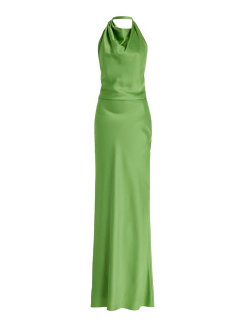 Reannon Draped Satin Gown green