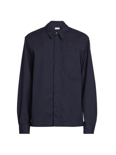 Dries Van Noten Men's Corran Cotton-Wool Button-Front Shirt - Navy