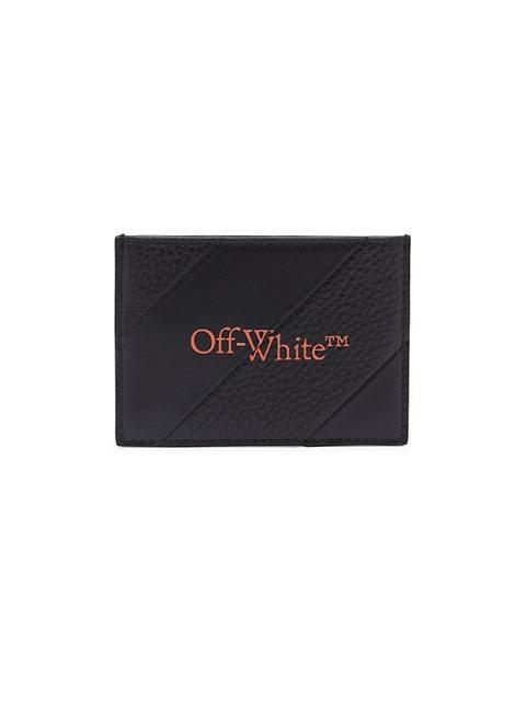 Off-White 로고 인쇄 가죽 cardholder