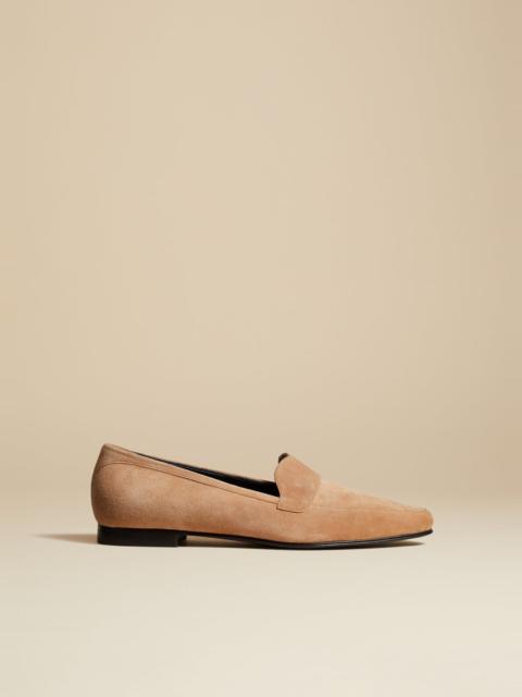 KHAITE The Pippen Loafer in Beige Suede