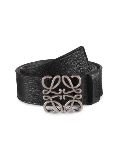 Loewe Men's Chunky Anagram Leather Belt - Black Vintage Palladium