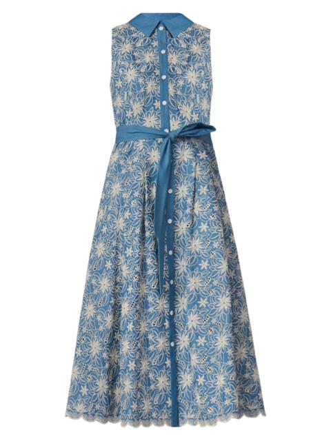 Shoshanna Women's Kendra Sleeveless Midi-Shirtdress - Chambray Ivory