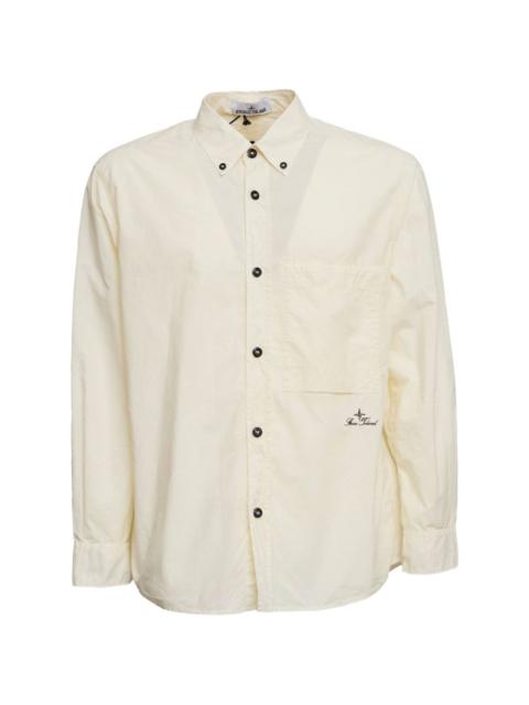Stone Island logo lettering button oxford shirt