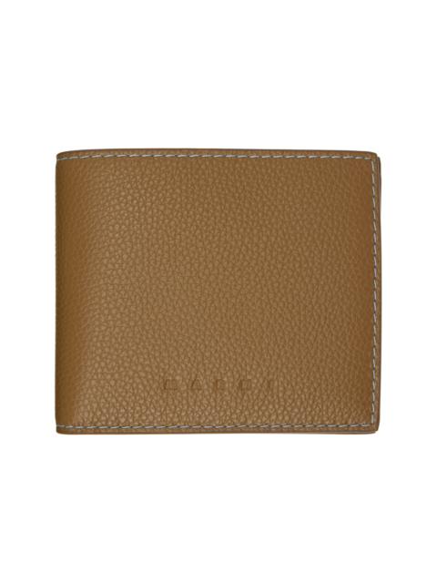 Marni Khaki Contrast Stitching Leather Bifold Wallet