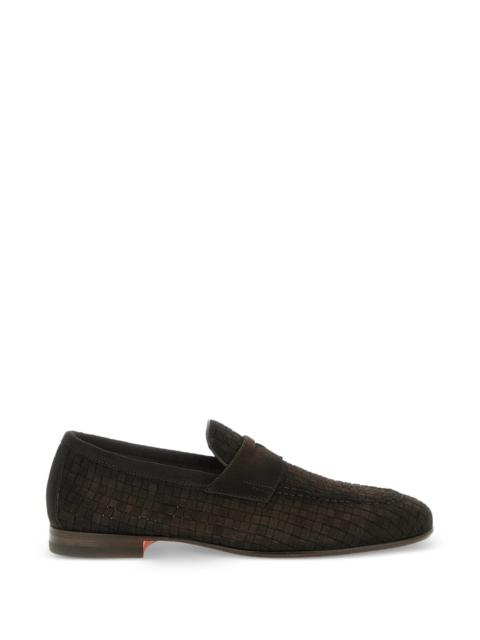 Santoni Santoni Carlo Woven Leather Loafers