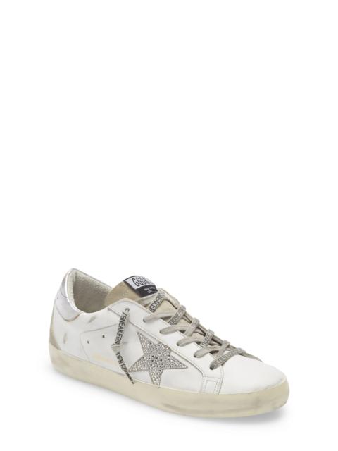 Super-Star Crystal Embellished Sneaker in White/Ice/Silver