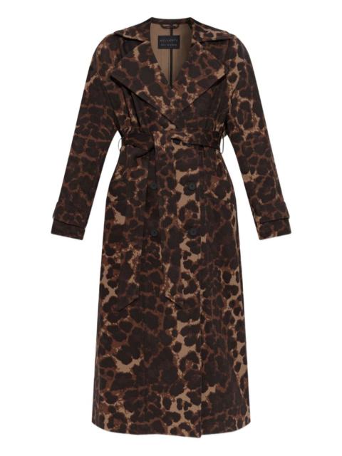 ALLSAINTS Abel leopard-print belted trench coat
