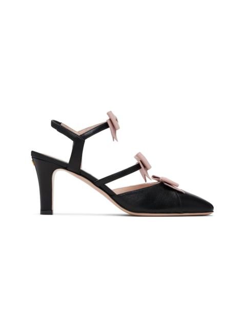 Valentino Black Slingback Leather Bow Heels