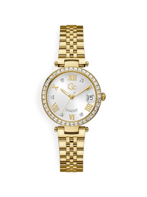 GUESS USA GC Flair crystal mid size metal watch