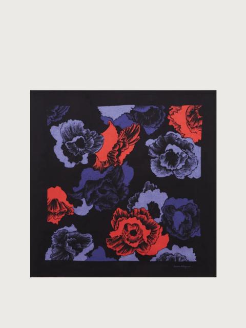 FERRAGAMO POPPIES PRINT SILK FOULARD