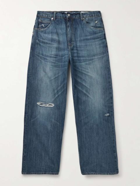 Vast Straight-Leg Rubber-Trimmed Indigo-Dyed Distressed Jeans