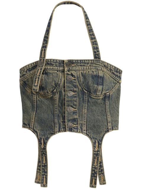 Andersson Bell corset-style denim top