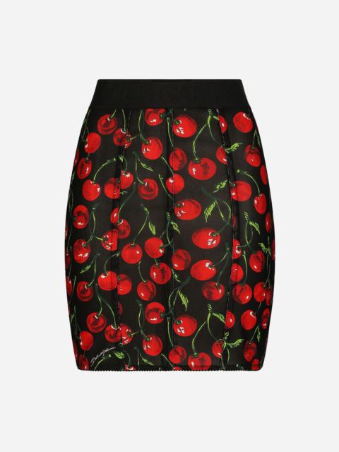 Short marquisette skirt with branded elastic