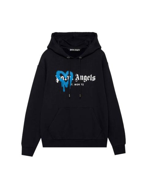 Palm Angels Palm Angels St. Moritz Heart Sprayed Hoodie 'Black/Blue'