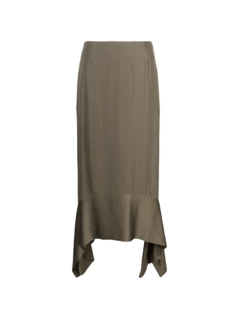 asymmetric crepe-texture midi skirt