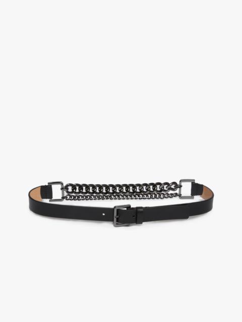 NEWBUCKLECHAIN Chain-embellished leather belt