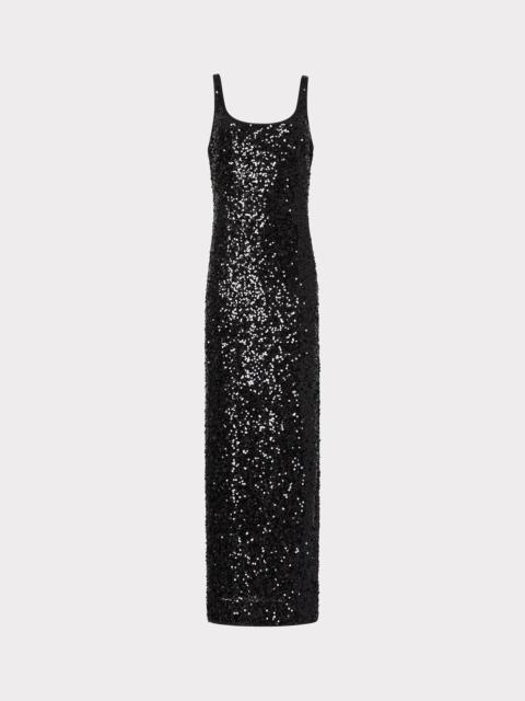 MILLY Tatum Stretch Shimmer Sequins Scoop Neck Dress