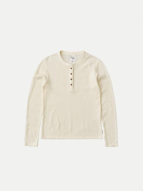 Nudie Jeans Mira Henley Waffle Egg White