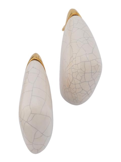 Bottega Veneta Women's Goldtone Sterling Silver & Ceramic Small Fin Earrings - White