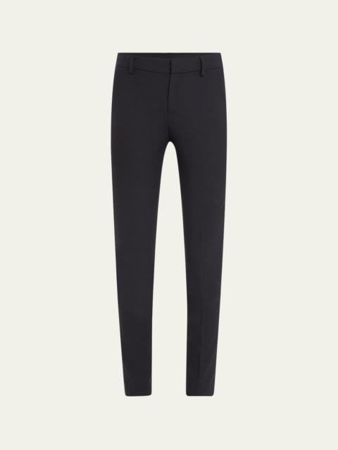 Tropical Wool Straight-Leg Tailored Trousers with Slit