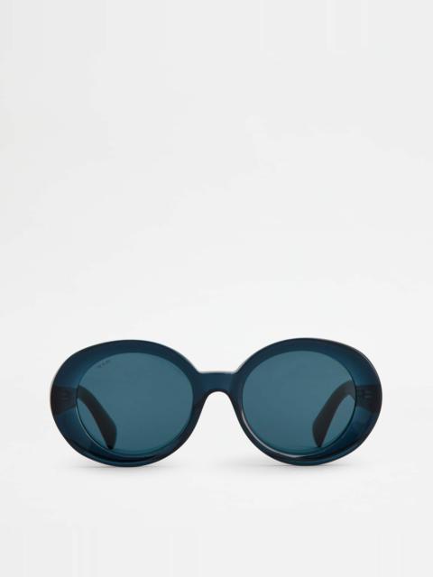 Tod's OVAL SUNGLASSES - BLUE